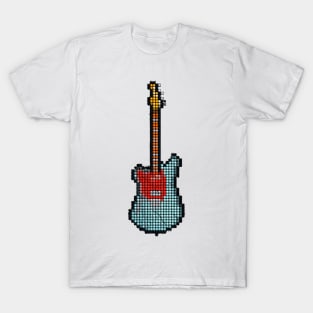 Tiled Pixel Lefty Mustang Guitar Upright T-Shirt